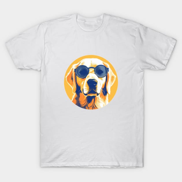 Cute Golden Retriever Wearing Sunglasses T-Shirt by Artifyio